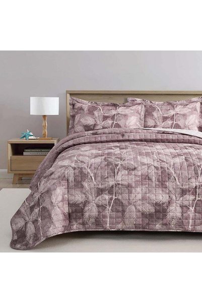 Valentini Printed Bedspread Set - King Vintage Rose