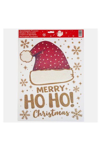 OEM Autocolant de Crăciun cu Căciulă și Mesaj „Merry Ho Ho” – Decor Vesel pen...