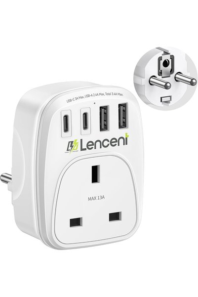 LENCENT محول قابس المملكة المتحدة إلى الاتحاد الأوروبي، محول سفر أوروبي مؤرض