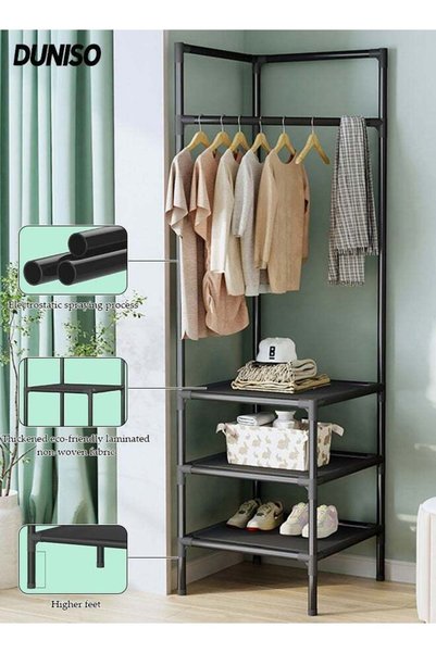 Generic Brand DUNISO Corner Coat Rack,Free Standing Coat Rack with 3 Layers O...