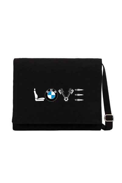 CrowsGate Geantă Messenger din pânză neagră BMW Love