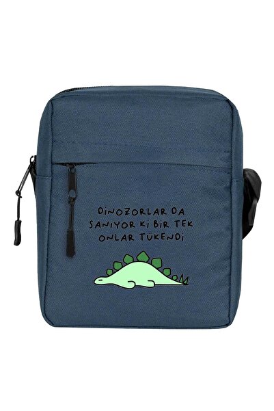CrowsGate Geantă de umăr cu tematică Burnout Syndrome, culoare bleumarin