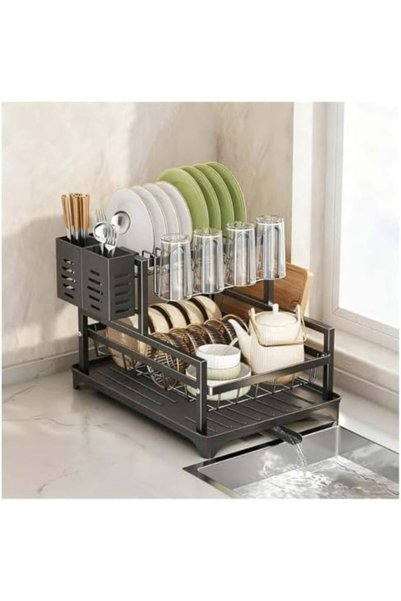 Generic Brand Bukela 2-Tier Dish Drying Rack with 360° Rotating Drainer - Sta...