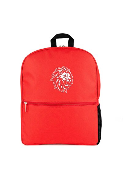 CrowsGate Black and White Lion Backpack Red Color