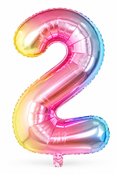 genaja Balon Cifra 2 din Folie Multicoloră, 40 cm, pentru Aniversare, Petrece...