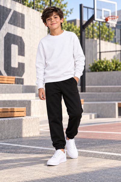 genosha Unprinted Sweatshir + -Sweatpants Set 100% Cotton Shardonlu