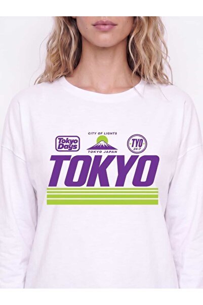 Coredra Tricou cu mânecă lungă cu imprimeu Tokyo City - C535