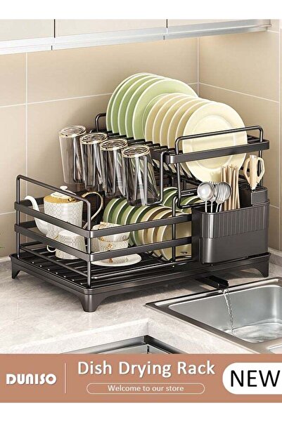 Generic Brand DUNISO 2-Tier Dish Drying Rack, Space Saving Dish Drying Stand ...