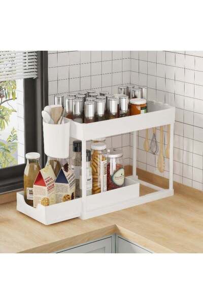 Generic Brand Under Sink Organizer, 2-Tier Sliding Drawer Storage Rack with H...