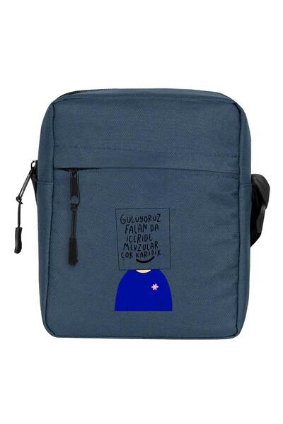 CrowsGate Mevzular Mixed Shoulder Bag Navy Blue Color