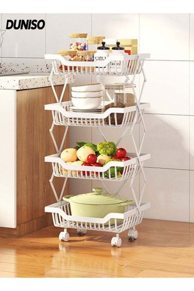 Generic Brand DUNISO 4-Tier Large Capacity Metal Wire Fruit And Vegetable Sto...