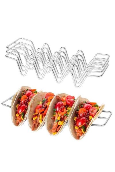 Generic Brand Taco Holders Stainless Steel Racks – 4‑Slot Foldable Stands wit...