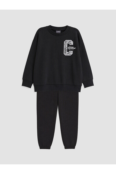 LC Waikiki Nevavm Black 3 Thread Printed Standard & Regular Girls' Tracksuit ...