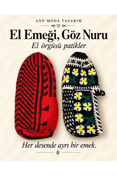 ANP MODA TASARIM Women's Hand-Knitted Booties, Dowry Gift, Traditional Motif ...