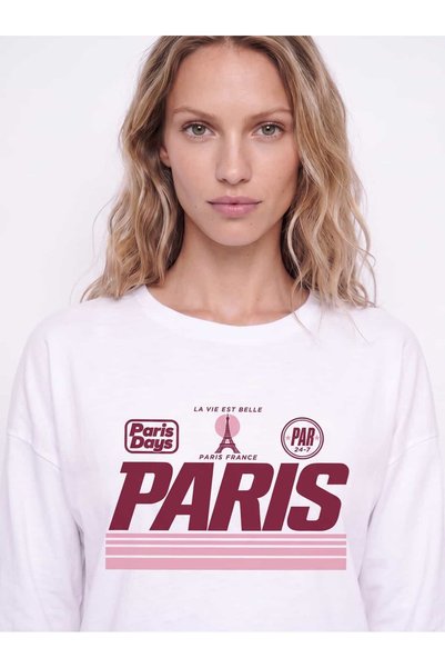 Coredra Μακρυμάνικο μπλουζάκι με στάμπα Paris City - C535