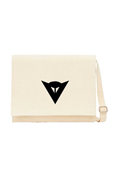CrowsGate Dainese Black Logo Cream Messenger Bag Cream Canvas Messenger Bag