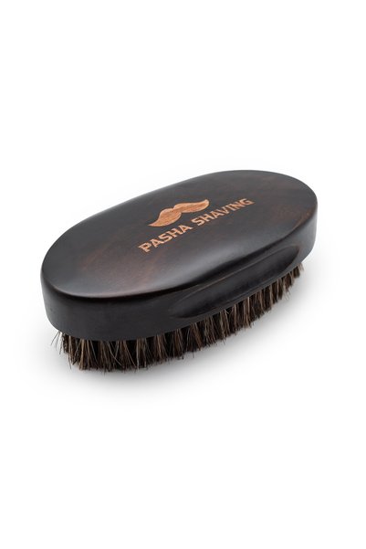 Pasha Shaving Natural Black Horsehair Beard Brush and Sandalwood Comb Set – for Short and Soft Beards