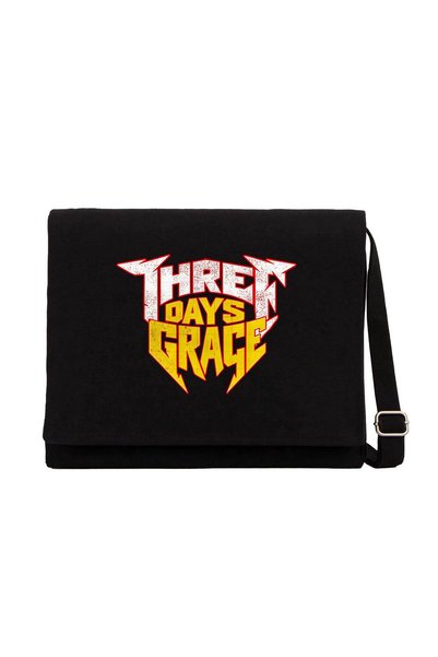 CrowsGate Торба през рамо от платно с надпис Three Days Grace, черен цвят