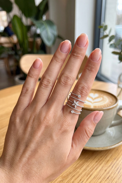 Lisinya Brass Silver Color Spiral Lotus Model Women's Ring -