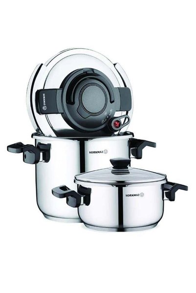 Generic Brand Korkmaz 50x36x30cm Korkmaz Alessa 4-Piece Stainless Steel Press...