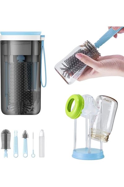 TERRIFI Baby Bottle Brush Set for Travel with Extendable Silicone Bottle Clea...