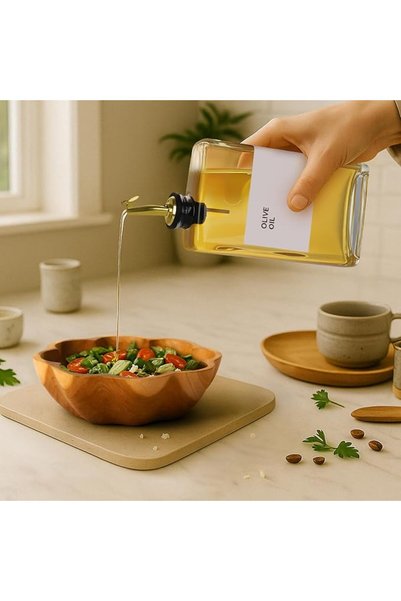 jaffiust زجاجة توزيع زيت الزيتون للمطبخ، موزع أوتوماتيكي، زجاجة زجاجية رفيعة للمطبخ، O