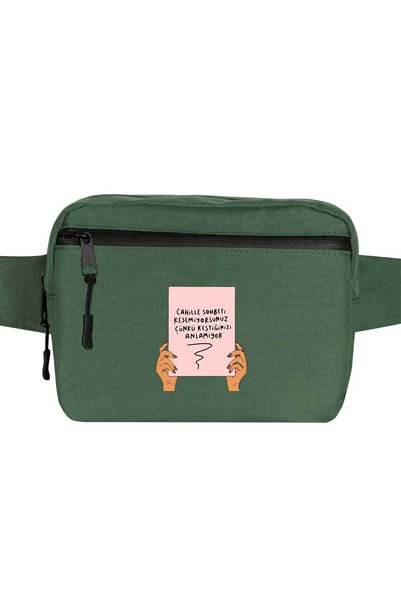 CrowsGate Hate for the Illiterate Person Waist Bag Green Color
