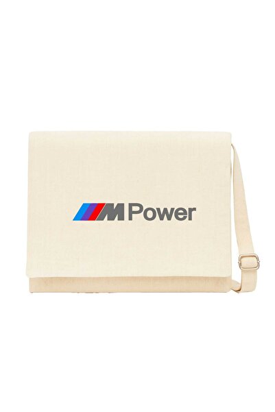 CrowsGate BMW M Power Tekst Krem Platnena Kurirska Torba