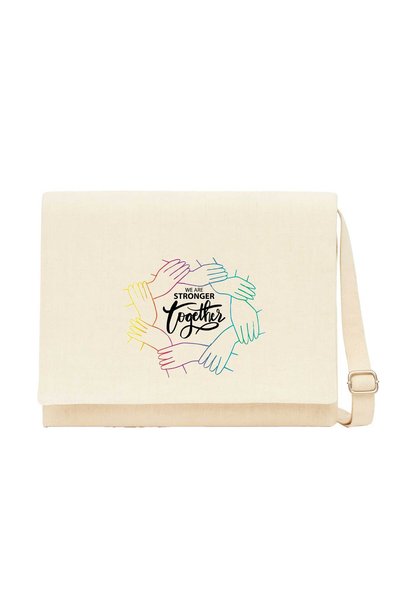 CrowsGate We Are Stronger Cream Canvas Messenger Bag