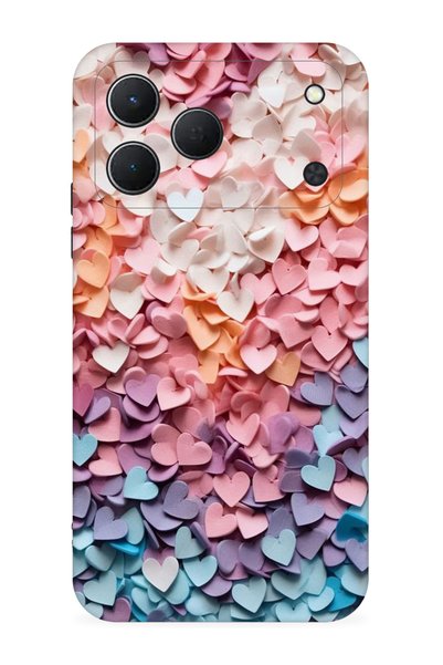 TECNO Spark 50 4G Uyumlu Kılıf Boutique Baskılı Resimli Renkli Kalpler Pcode ...
