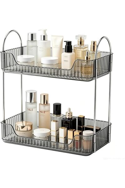 GENERAL Bathroom Organiser Countertop, 2-Tier Makeup Storage Shelf, Skincare ...