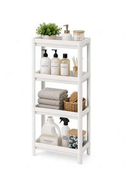 Generic Brand Toshionics 4 Layer Floor Type Plastic Storage Shelf White 37x19...