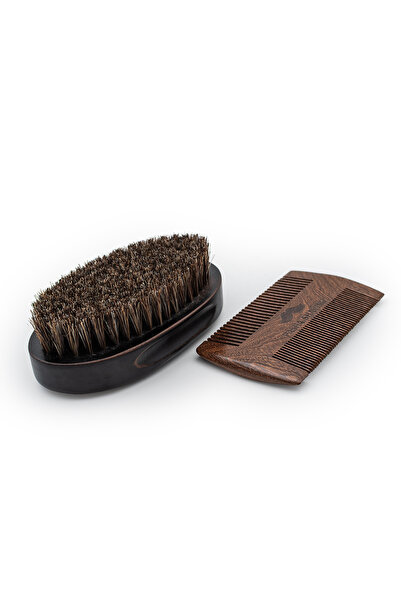 Pasha Shaving Natural Black Horsehair Beard Brush and Sandalwood Comb Set – f...