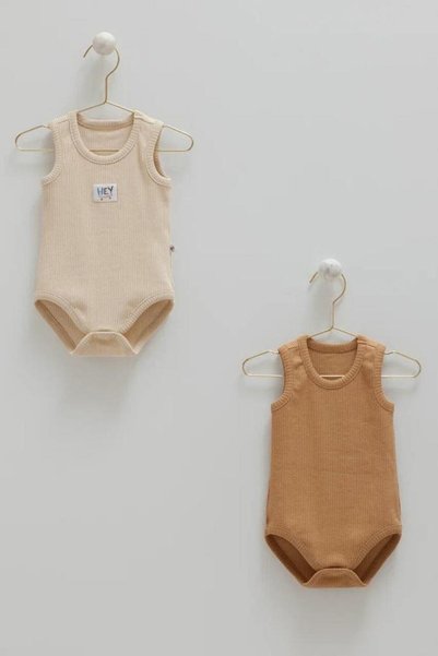 Caramell 100% Cotton 2-Piece Athlete Bodysuit Beige-Brown Crml.Bej-Khv.Be2084
