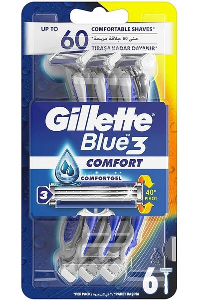 Gillette شفرات حلاقة رجالية للاستخدام مرة واحدة من بلو3 كومفورت: 3 شفرات