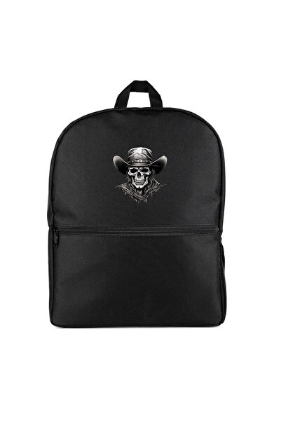 CrowsGate Cowboy Skull Backpack Black Color