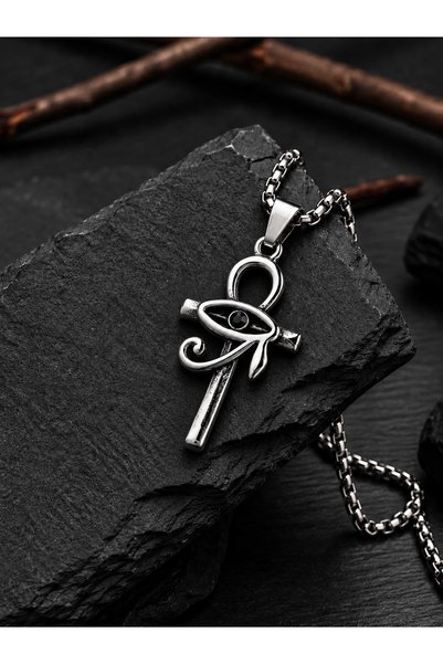 voyageaccessory Paslanmaz Çelik Mısır Sembolü Horus'un Gözü Yaşam Anahtarı Ankh Kolye
