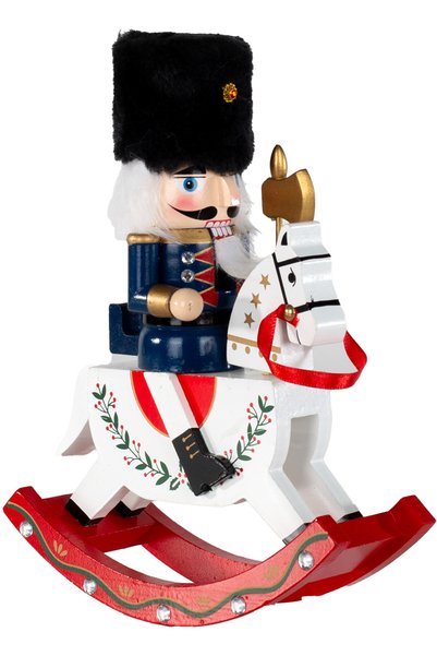 Herdekora Christmas Ornament Lead Soldier Rocking Horse Blue-White 25 Cm.