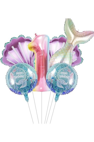 TERRIFI Mermaid Birthday Decorations Set for Under the Sea Themed Parties wit...