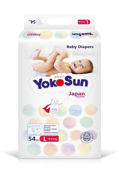 YokoSun Baby Diapers, Size 4 / L (9-13 kg), 54 pcs – Ultra-Soft, Hypoallergen...