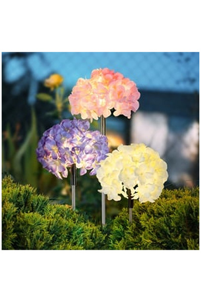OEM Solar Powered Flower Stick Hydrangea Warm White Light 70cm