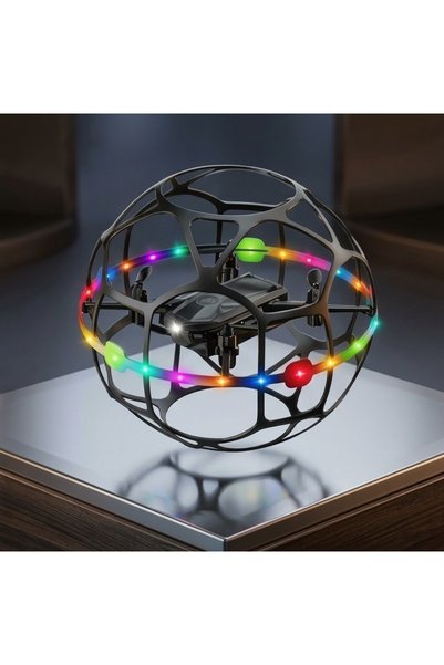 mwx teknoloji T36 Kafesli Futbol Topu Drone LED Işıklı HD Kameralı Sensörlü Mini Quadcopter (250g Altı İzin Gerektirmez)