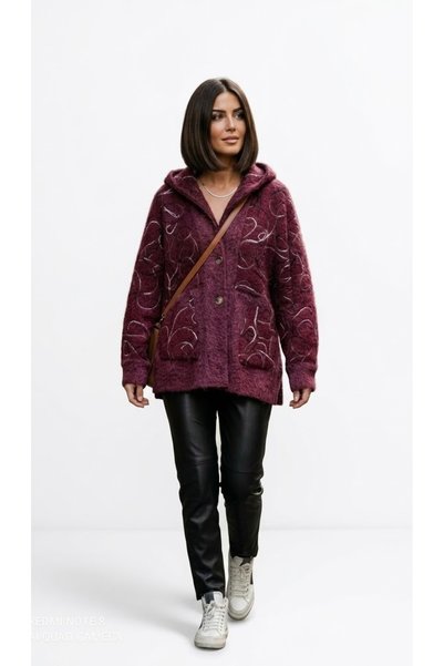 Fibula Otantik Oversize Pamuk Keçe İthal Kapüşonlu Soft Kaban 36-38-40-42-44-...