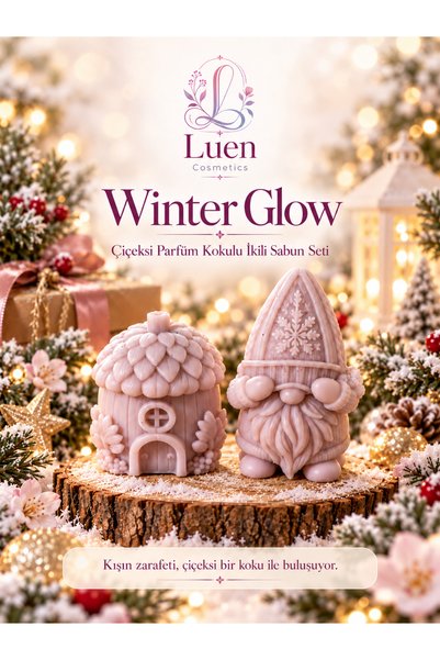 Winter Glow Çiçeksi Parfüm Kokulu Ev ve Cüce Figürlü İkili Sabun Seti