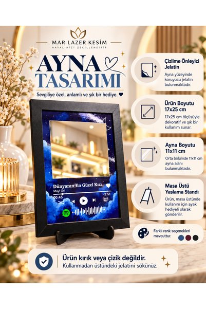 MAR LAZER KESİM Dünyanın En Güzel Kızı – Aynalı Spotify Çerçeve makyaj aynası...