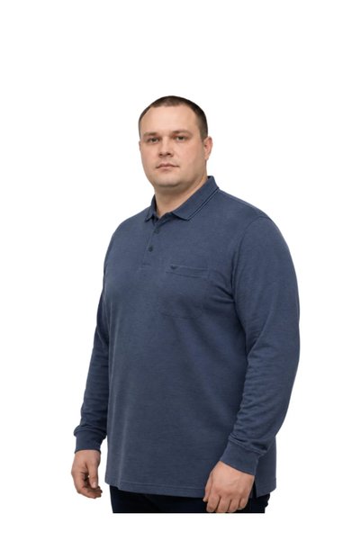 TURHAN TRİKO Melanj Indigo Large Size Men's Pique Sweatshirt