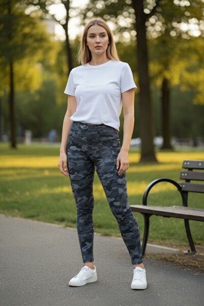 CABI Colanți Damă Sport cu Talie Înaltă – Model Camuflaj Gri, Mărime XS, Elas...