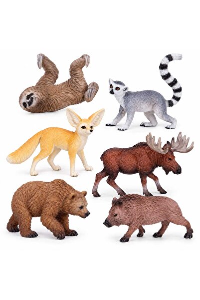 MASHASHOP Set 6 figurine, Animale sălbatice pentru copii, 8 cm, multicolor
