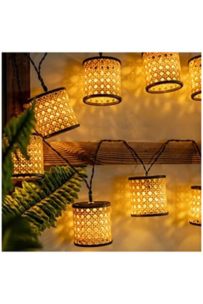 OEM Solar Garland with Plastic Lanterns Rattan Model Warm White Light 3.8cm -...