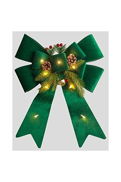 OEM Funda Decorativa de Craciun Verde Catifelata cu Lumina 33x43cm